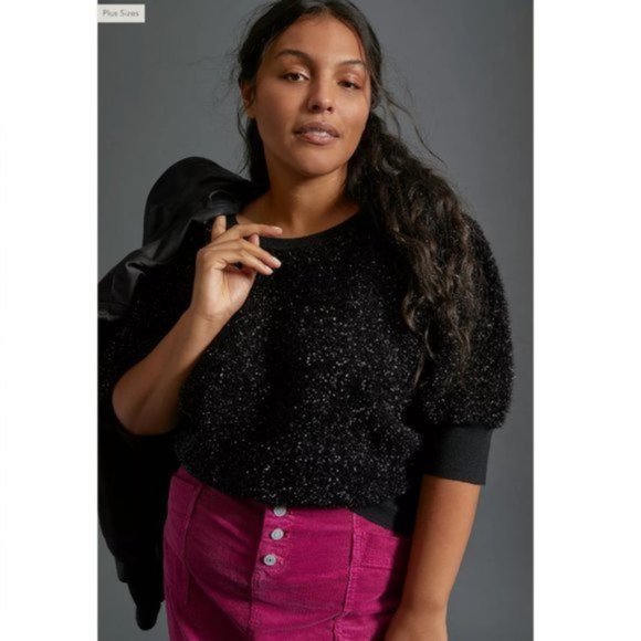 Anthropologie Sweaters - NWT Maeve Black Pamela Tinsel Shimmer Sweater
